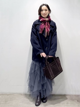 「アイテム（ピアス（両耳用）、ベージュ系）」を使った、yuicciさん（レディース・156cm）の秋コーディネート