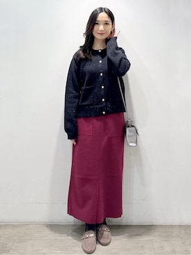 「アイテム（ピアス（両耳用）、ベージュ系）」を使った、yuicciさん（レディース・156cm）の冬コーディネート