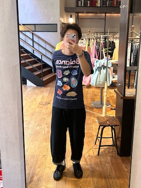 「CIAOPANIC（チャオパニック）のモチーフコレクションTee（Tシャツ/カットソー、ブルー系）」を使った、rirugaさん（メンズ・173cm）の夏コーディネート