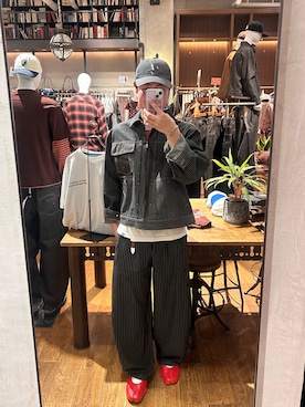 「CIAOPANIC（チャオパニック）の【cian denim/シアンデニム】クロップドデニムジャケット（Denim jacket、グレー系）」を使った、rirugaさん（メンズ・173cm）の夏コーディネート