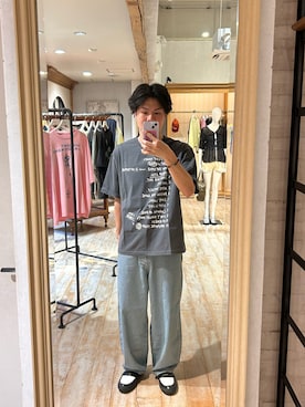 「CIAOPANIC（チャオパニック）のルールグラフィックTシャツ（Tシャツ/カットソー、グレー系）」を使った、rirugaさん（メンズ・173cm）の春コーディネート