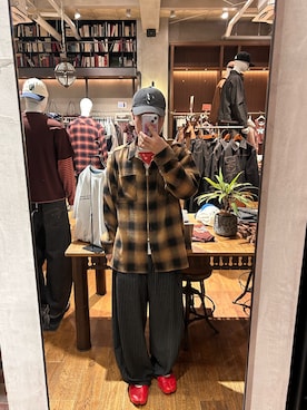 「CIAOPANIC（チャオパニック）のオンブレチェック2WAYシャツ（Shirts、イエロー系）」を使った、rirugaさん（メンズ・173cm）の夏コーディネート