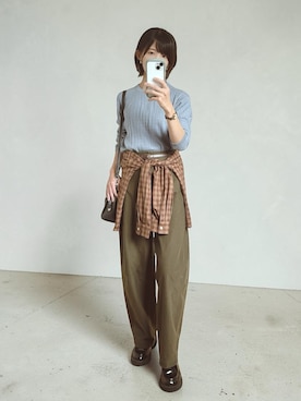 「UNIQLO（ユニクロ）のアイテム（パンツ、グリーン系）」を使った、chestnut.archiveさん（レディース・160cm）の秋コーディネート