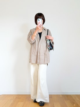 「BINDU（ビンドゥー）の＜BINDU＞シティ バンダナ（バンダナ/スカーフ、その他）」を使った、chestnut.archiveさん（レディース・160cm）の春コーディネート