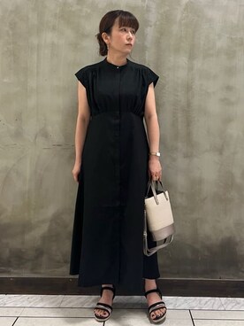 「grove（グローブ）のブレード巾着2WAYトート（トートバッグ、シルバー系）」を使った、すえさん（レディース・158cm）の夏コーディネート