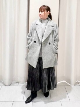 「アイテム（ピーコート、グレー系）」を使った、ʏᴜᴋɪᴋᴏさん（レディース・155cm）の秋コーディネート
