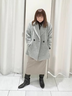 「アイテム（ピーコート、グレー系）」を使った、ʏᴜᴋɪᴋᴏさん（レディース・155cm）の冬コーディネート