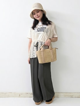 幕田里咲さん(レディース・153cm)の春コーディネート