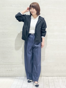 「couture brooch（クチュールブローチ）の【洗える】愛されシアーマンパ（ブルゾン、ブラック系）」を使った、fukaopcさん（レディース・158cm）の春コーディネート