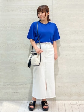 「アイテム（デニムスカート、ホワイト系）」を使った、fukaopcさん（レディース・157cm）の夏コーディネート