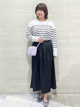 「アイテム（ショルダーバッグ、パープル系）」を使った、fukaopcさん（レディース・158cm）の冬コーディネート