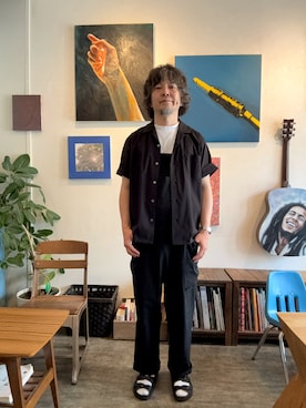 「BIRKENSTOCK（ビルケンシュトック）のアイテム（サンダル、ブラック系）」を使った、ritmosさん（メンズ・168cm）の春コーディネート