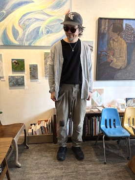 「JOURNAL STANDARD（ジャーナルスタンダード）のアイテム（Tシャツ/カットソー、ブラック系）」を使った、ritmosさん（メンズ・168cm）の夏コーディネート