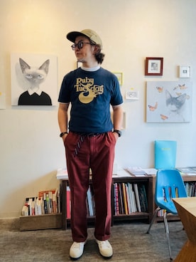 「ZDA（ゼットディーエー）のアイテム（スニーカー、ホワイト系）」を使った、ritmosさん（メンズ・168cm）の春コーディネート