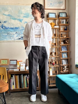 「Original.（オリジナル）のアイテム（Tシャツ/カットソー、ホワイト系）」を使った、ritmosさん（メンズ・168cm）の夏コーディネート
