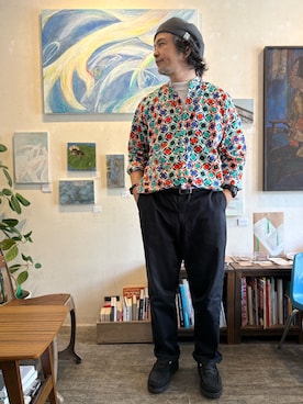 「Cup and Cone（カップアンドコーン）のアイテム（チノパンツ、ブルー系）」を使った、ritmosさん（メンズ・168cm）の夏コーディネート