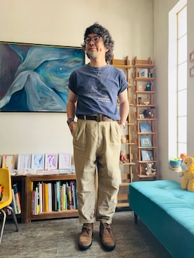 「TOD’S（トッズ）のアイテム（ブーツ、ベージュ系）」を使った、ritmosさん（メンズ・168cm）の夏コーディネート