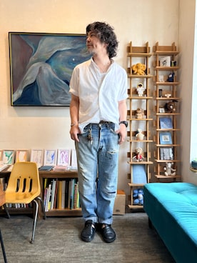 「Levi's（リーバイス）のアイテム（デニムパンツ、ブルー系）」を使った、ritmosさん（メンズ・168cm）の夏コーディネート