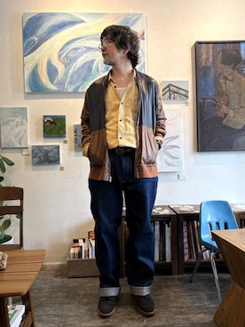 「RED KAP（レッドキャップ）のアイテム（デニムパンツ、ブルー系）」を使った、ritmosさん（メンズ・168cm）の夏コーディネート