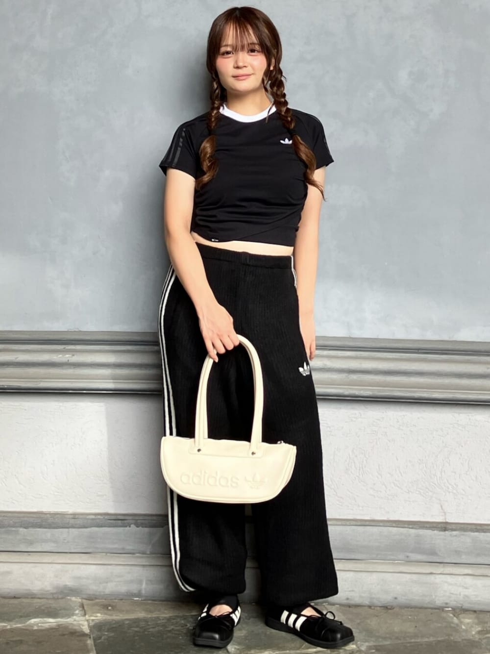 ADIDAS ORIGINALS BY JENNIE ニット ルーズ パンツ - ブラック