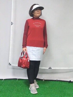 「アイテム（サンバイザー）」を使った、tomoさん（レディース・161cm）の秋コーディネート