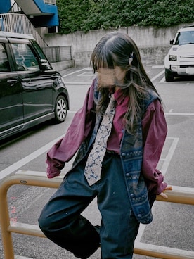 「ネクタイコーデ」｜まおさん（レディース・155cm）の冬コーディネート