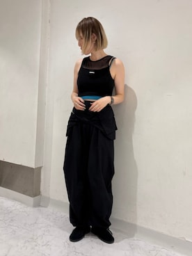 「Clarks（クラークス）のDesert Bt Evo. / レディースデザートブーツエヴォ（ブラックスエード）（ブーツ、ブラック系）」を使った、Clarks Japanさん（レディース・153cm）の夏コーディネート