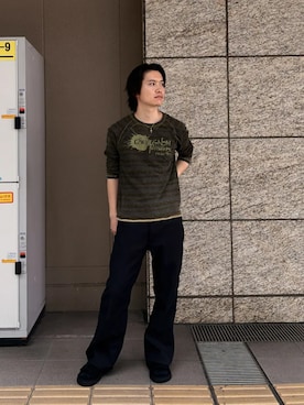 「Clarks（クラークス）のSolsbury Slide / ソルスブリースライド (ブラックスエード)（サンダル、ブラック系）」を使った、Clarks Japanさん（レディース・153cm）の夏コーディネート