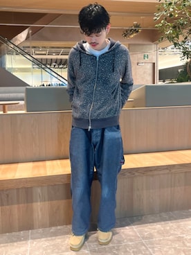 「Clarks（クラークス）のWallabeeEVO WP / ワラビーエヴォウォータープルーフ（モカシン/デッキシューズ）」を使った、Clarks Japanさん（メンズ・170cm）の冬コーディネート