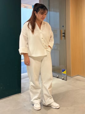 「Clarks（クラークス）のTrigenic2Tact. / レディーストライジェニック2タクト（ホワイトレザー）（スニーカー、ホワイト系）」を使った、Clarks Japanさん（レディース・153cm）の夏コーディネート