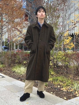 「アイテム（モカシン/デッキシューズ）」を使った、Clarks Japanさん（メンズ・170cm）の冬コーディネート