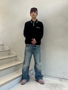 「アイテム（モカシン/デッキシューズ）」を使った、Clarks Japanさん（メンズ・175cm）の冬コーディネート