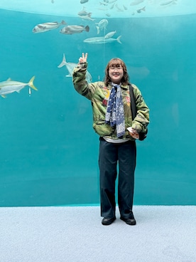 「アイテム（バンダナ/スカーフ）」を使った、Slさん（レディース・165cm）の冬コーディネート