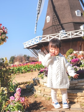 「MoonStar（ムーンスター）のアイテム」を使った、きぬさん（キッズ・80cm）の冬コーディネート