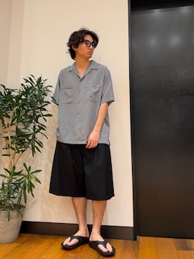 「URBAN RESEARCH（アーバンリサーチ）のSANDWASH LINEN OPEN SHIRTS（シャツ/ブラウス、ブルー系）」を使った、コタローさん（メンズ・168cm）の夏コーディネート