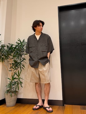 「URBAN RESEARCH（アーバンリサーチ）のCUPRO COLD DYE SHIRTS（シャツ/ブラウス、ブラック系）」を使った、ktrrrrrさん（メンズ・168cm）の夏コーディネート