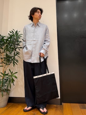 「URBAN RESEARCH（アーバンリサーチ）のLINEN REGULAR SHIRTS（シャツ/ブラウス、ブルー系）」を使った、コタローさん（メンズ・168cm）の夏コーディネート