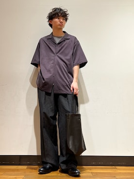 「URBAN RESEARCH（アーバンリサーチ）のWASHABLE CUPRO SS O/C SHIRTS（シャツ/ブラウス、ブラウン系）」を使った、ktrrrrrさん（メンズ・168cm）の春コーディネート