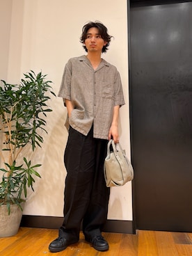 「URBAN RESEARCH（アーバンリサーチ）のLINEN CHAMBRAY O/C SHIRTS（シャツ/ブラウス、グリーン系）」を使った、コタローさん（メンズ・168cm）の夏コーディネート