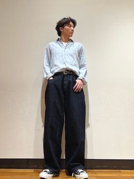 「URBAN RESEARCH（アーバンリサーチ）のLINEN REGULAR SHIRTS（シャツ/ブラウス、ブルー系）」を使った、ktrrrrrさん（メンズ・168cm）の春コーディネート