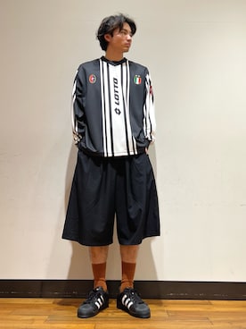 「LOTTO（ロット）のLOTTO　CALCIO ST LONG-SLEEVE GAME SHIRTS（Tシャツ/カットソー、ブラック系）」を使った、ktrrrrrさん（メンズ・168cm）の春コーディネート