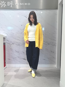 「BIRTHDAY BASH（バースデイバッシュ）のアイテム（ニット/セーター、イエロー系）」を使った、卑弥呼 MOP岡崎店さん（レディース・163cm）の春コーディネート