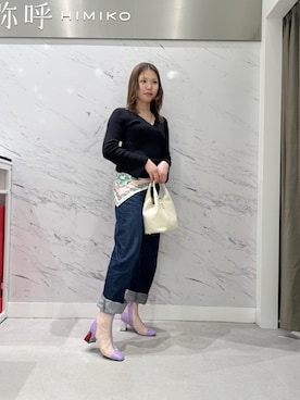 「NICAL（ニカル）のアイテム（トートバッグ、ホワイト系）」を使った、卑弥呼 MOP岡崎店さん（レディース・163cm）の春コーディネート