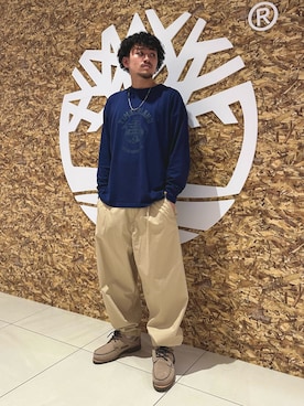 「Timberland（ティンバーランド）の3アイ(3eye) ラグ ハンドソーン ボート シューズ メンズ（モカシン/デッキシューズ、ベージュ系）」を使った、HIROKI ARAさん（メンズ・175cm）の春コーディネート