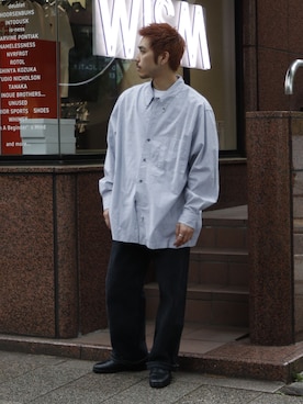 「Marvine Pontiak shirt makers（マービンポンティアックシャツメーカーズ）のMarvine Pontiak / マービンポンティアックシャツメーカーズ WISM別注 Relax B.D SH/B（シャツ/ブラウス、グレー系）」を使った、YOSHIMURAさん（メンズ・170cm）の春コーディネート