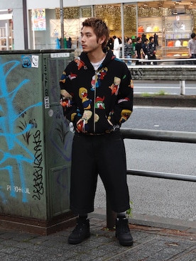 「bal（バル）のbal × WISM 別注 LOOSE FIT 5P DENIM SHORT2（その他パンツ、ブラック系）」を使った、YOSHIMURAさん（メンズ・170cm）の春コーディネート