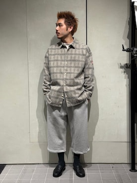 「C.E（シーイー）のC.E / シーイー cavempt OVERDYE FK PATTERN SHIRT BEI（シャツ/ブラウス、ベージュ系）」を使った、YOSHIMURAさん（メンズ・170cm）の春コーディネート