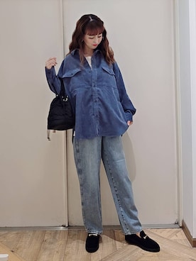 「GLOBAL WORK（グローバルワーク）のGOODデニムバギーパンツ/498388（デニムパンツ）」を使った、K・Nさん（レディース・161cm・40代）の秋コーディネート