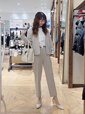 「アイテム（パンツドレス、ベージュ系）」を使った、K・Nさん（レディース・161cm）の冬コーディネート