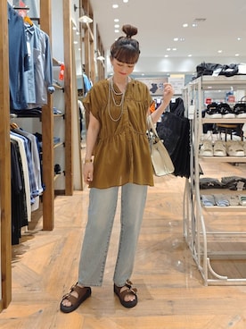 「アイテム（デニムパンツ）」を使った、K・Nさん（レディース・161cm・30代）の夏コーディネート